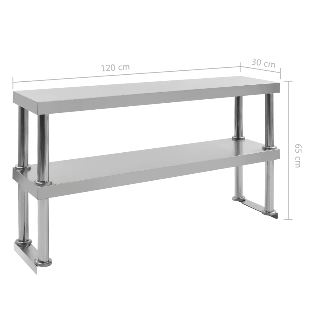 Aufsatzboard für Arbeitstisch 120 x 30 x 35 cm Edelstahl