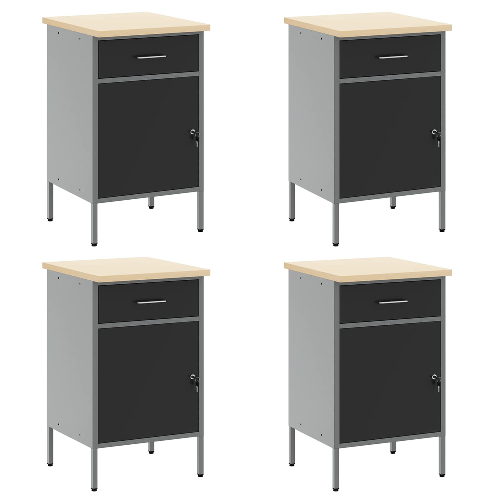 Arbeitsschrankset mit Schubladen mit Regal 8 pcs Grau