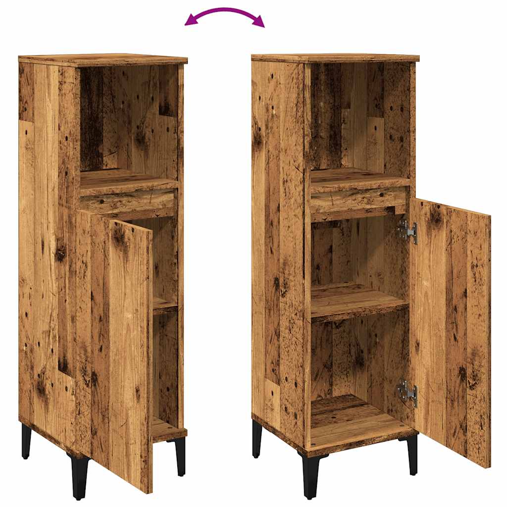Badschrank Weiß 30x30x100 cm Holzwerkstoff