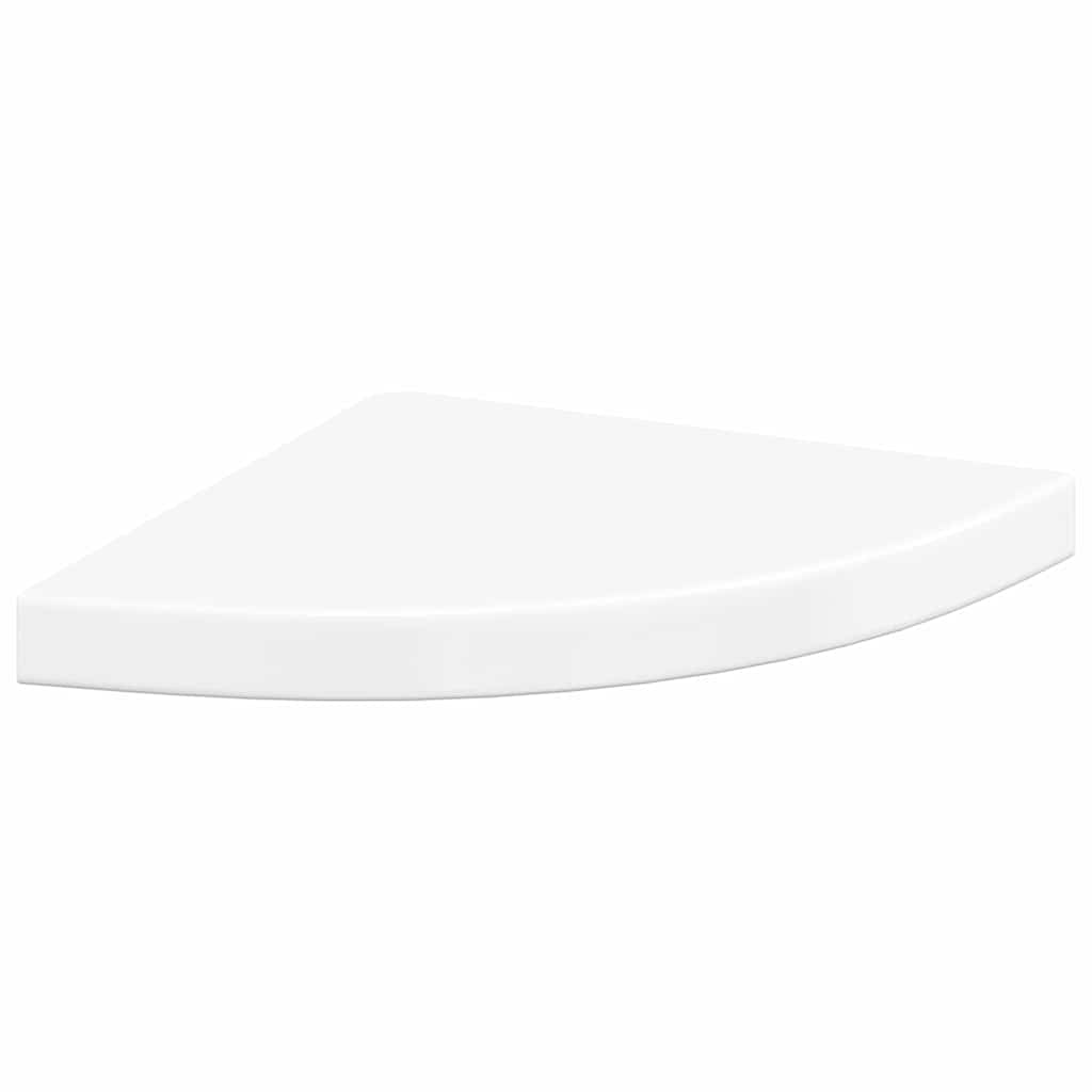 Schwebende Eckregale 2 Stk. Hochglanz-Weiß 25x25x3,8 cm MDF