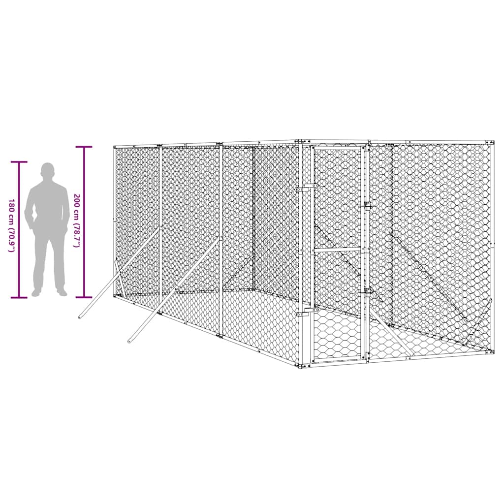 Outdoor-Hundezwinger Silbern 2x2x2 m Verzinkter Stahl