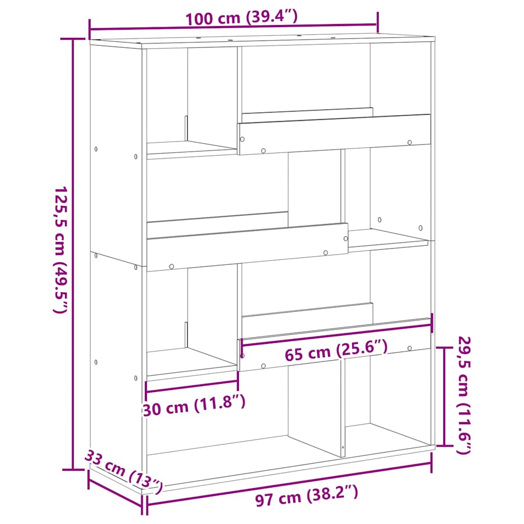 Bücherregal Räuchereiche 100x33x156,5 cm Holzwerkstoff