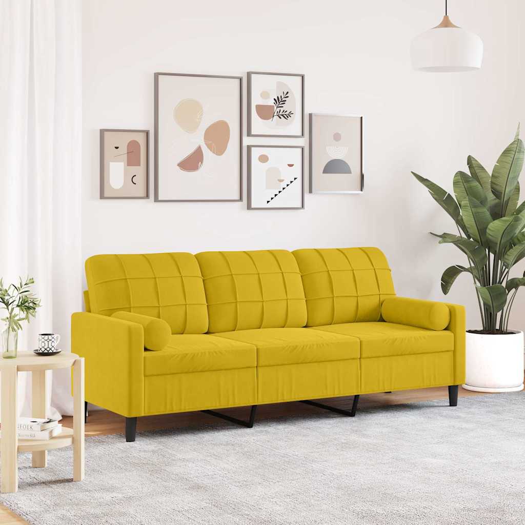 2-Sitzer-Sofa mit Zierkissen Hellgrau 120 cm Samt