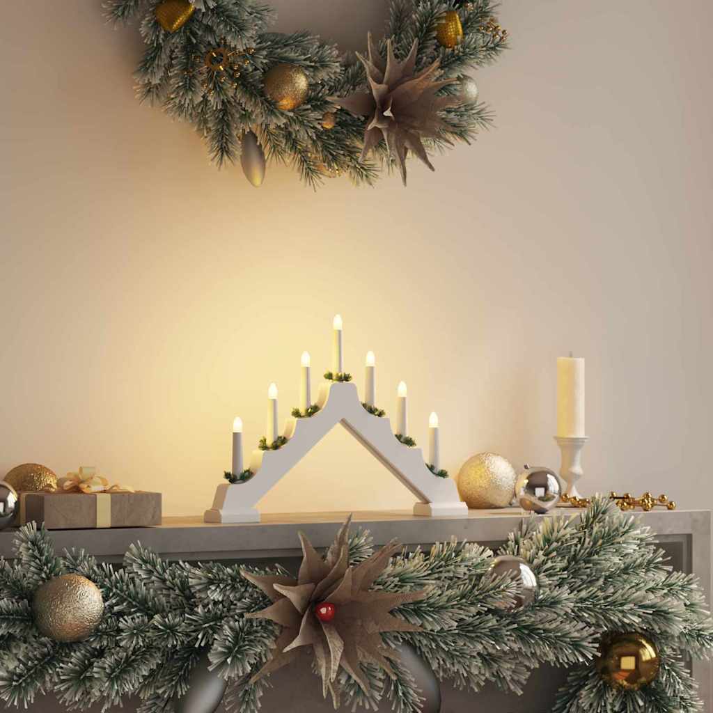 Weihnachtskerzenbrücke mit 7 LEDs Braun 39,5 x 5 x 29 cm