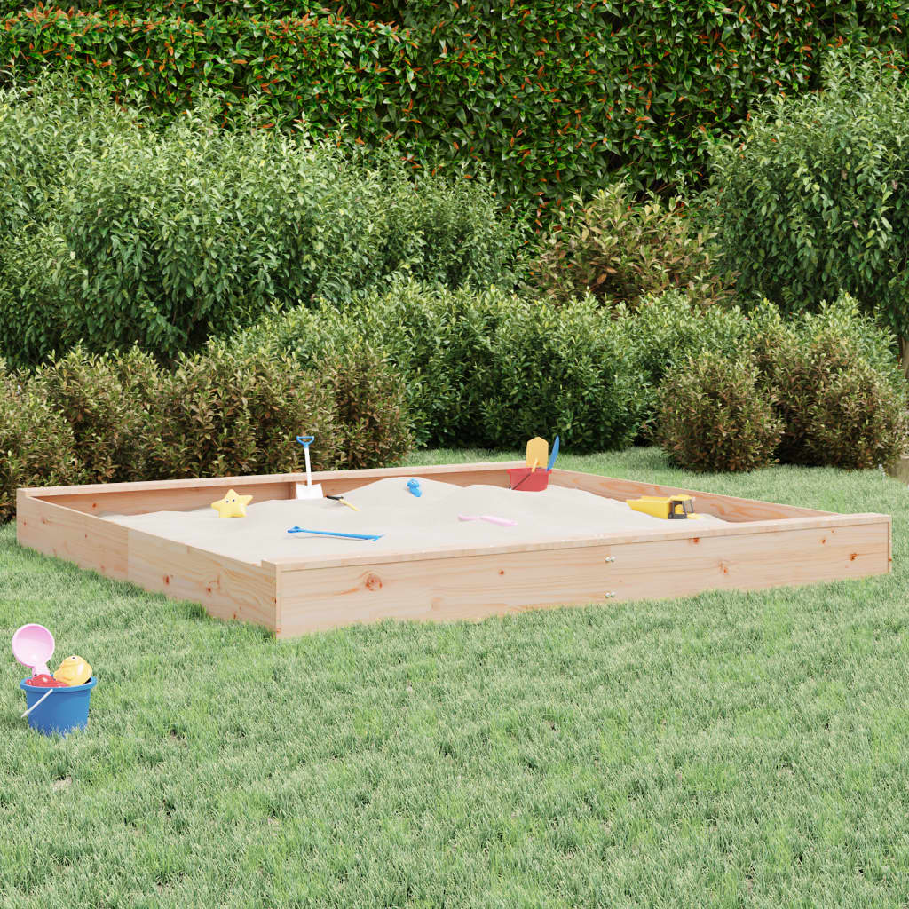 Sandkasten mit Sitzen Honigbraun Quadratisch Massivholz Kiefer