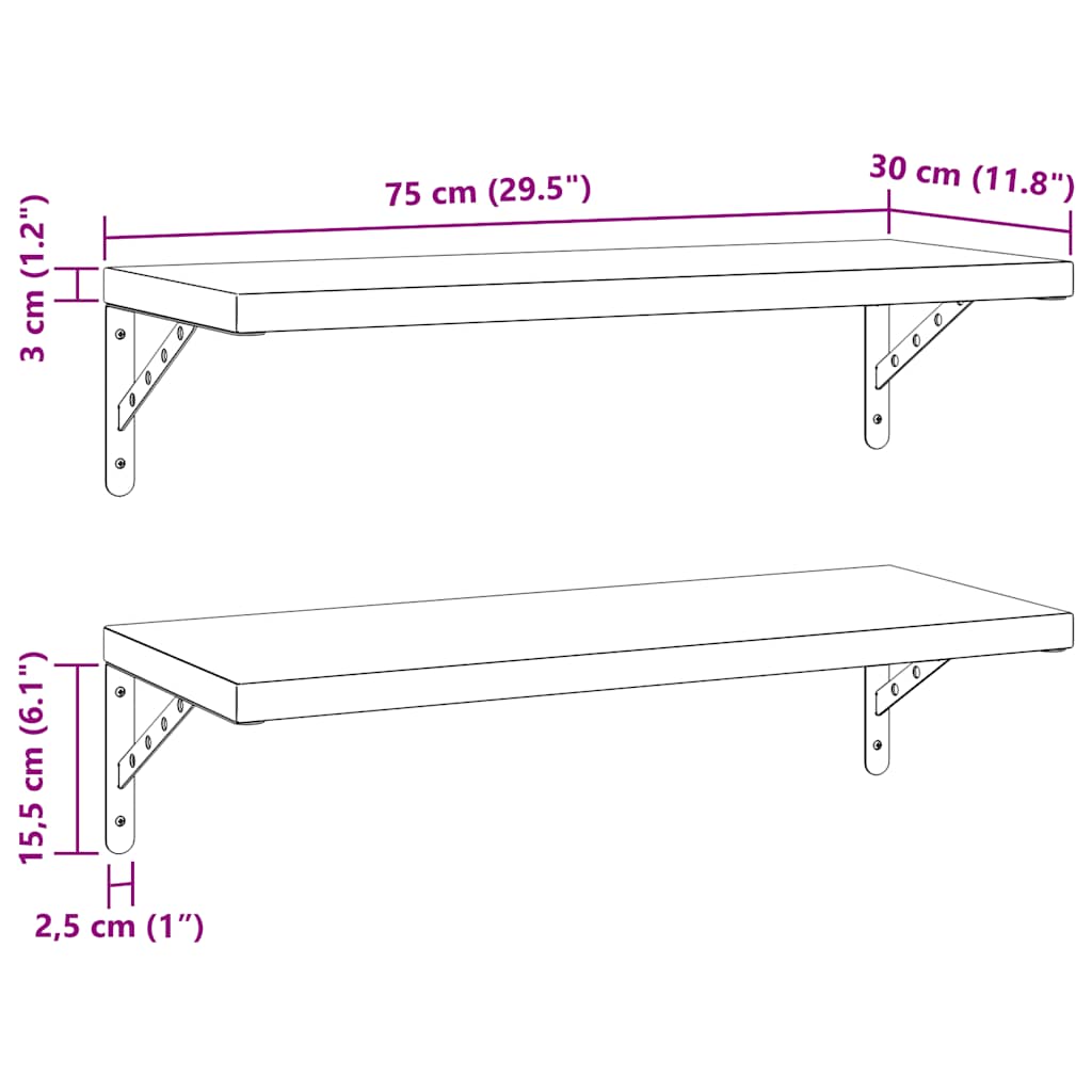 Wandregale 2 Stk. 100x40 cm Silbern Edelstahl