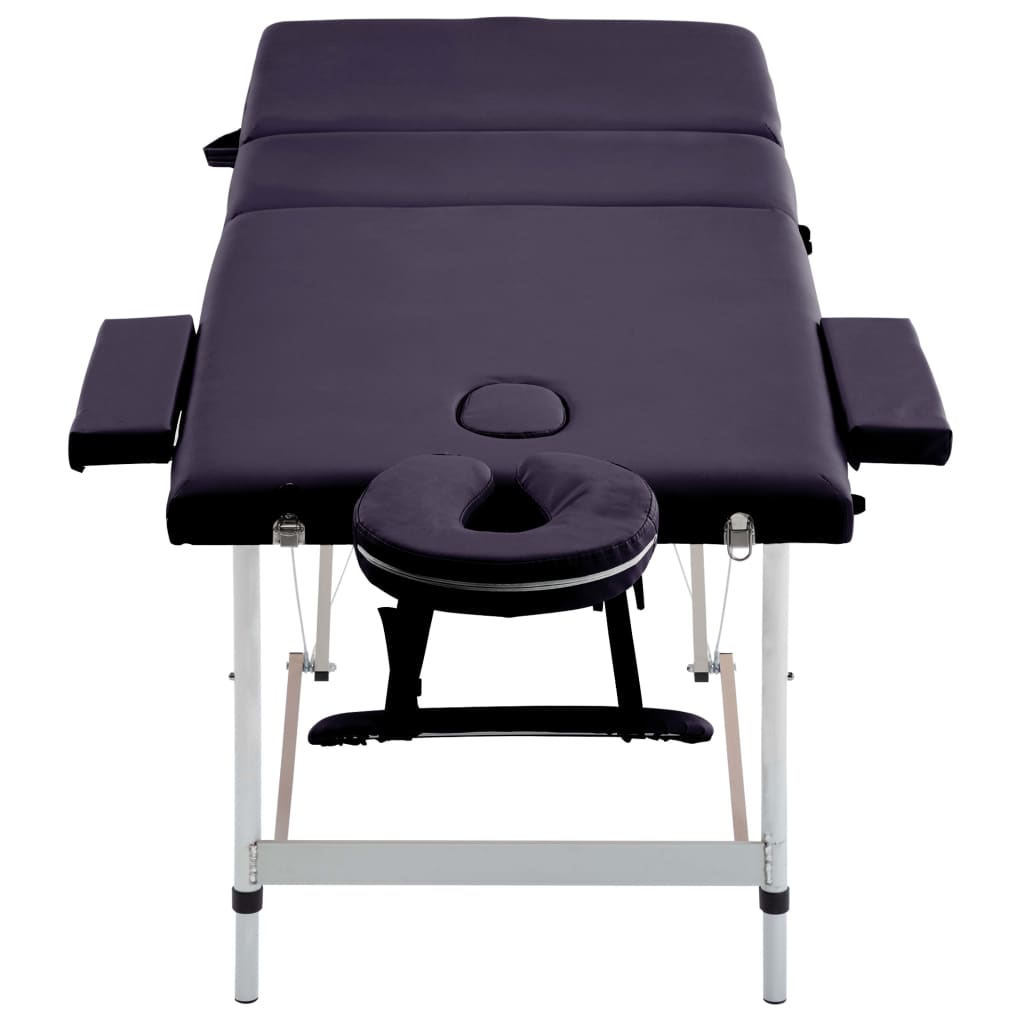 Massagetisch Klappbar 3 Zonen Aluminium Dunkellila
