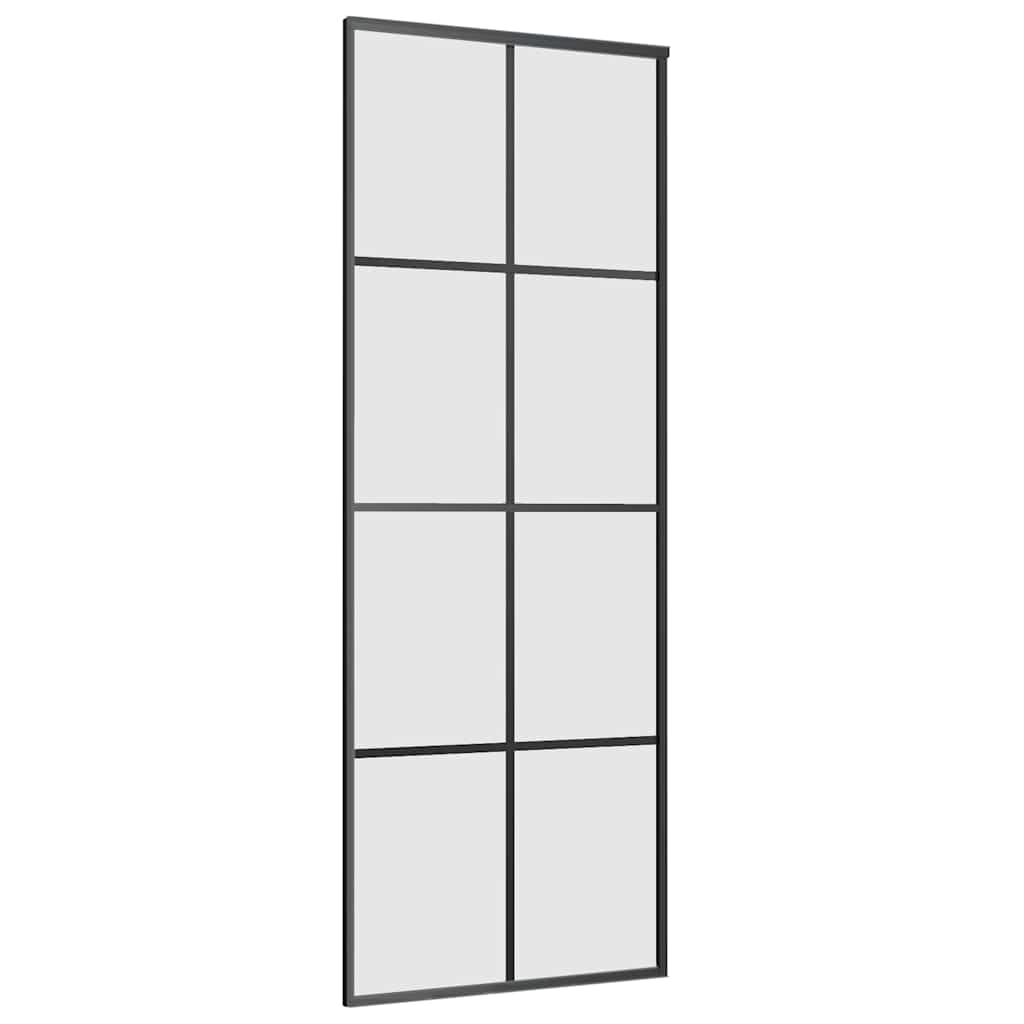 Schiebetür mit Beschlag Schwarz 76x205 cm ESG-Glas