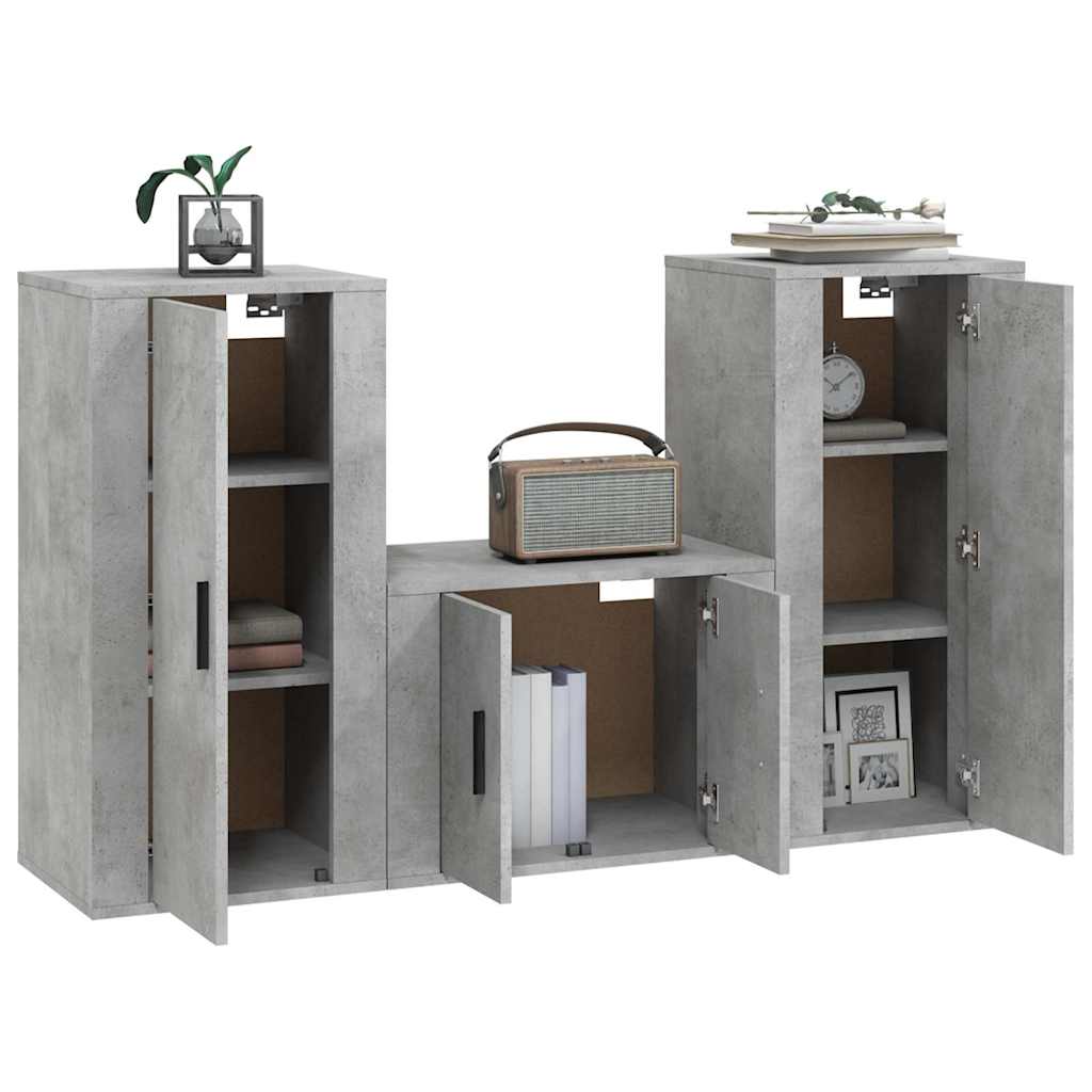 3-tlg. TV-Schrank-Set Weiß Holzwerkstoff