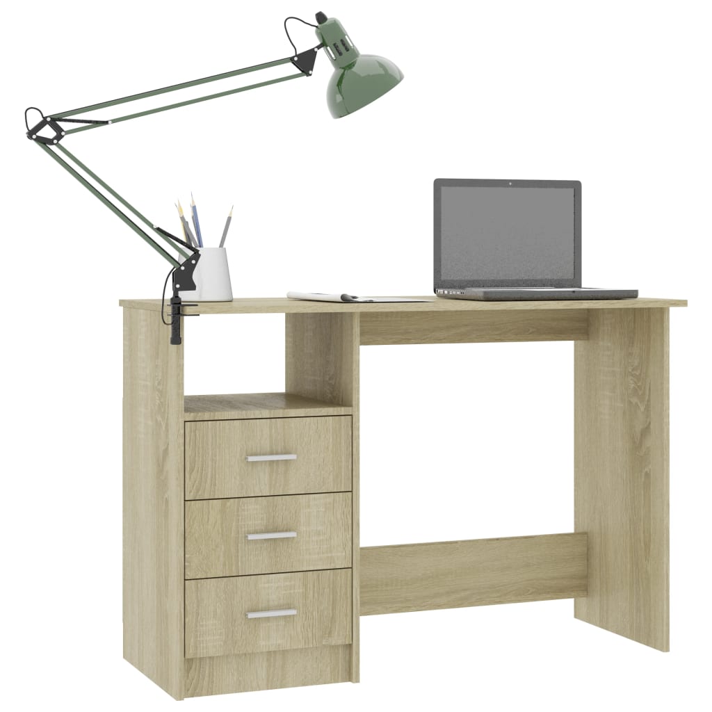 Schreibtisch mit Schubladen Weiß 110x50x76 cm Holzwerkstoff