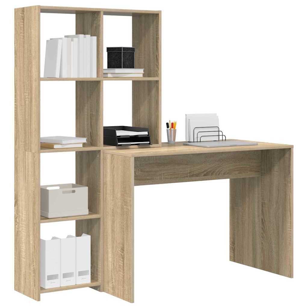 Schreibtisch mit Regal Weiß 138,5 x 55 x 143 cm Holzwerkstoff