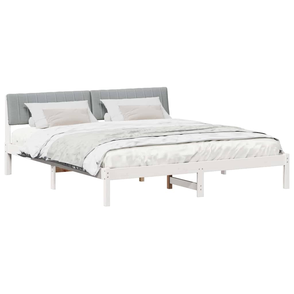 Bettgestell Braun und hellgrau 200 x 200 cm Massivholz Kiefer