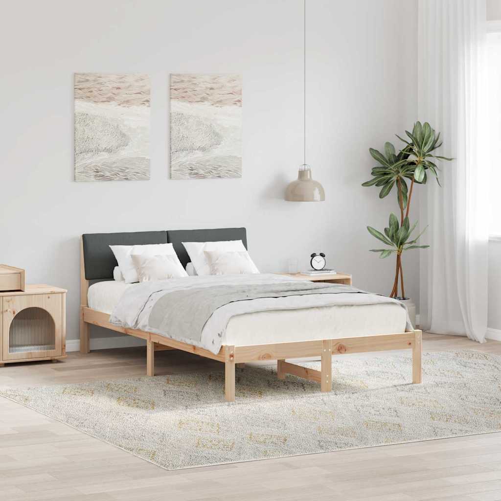 Bettgestell Braun und hellgrau 200 x 200 cm Massivholz Kiefer