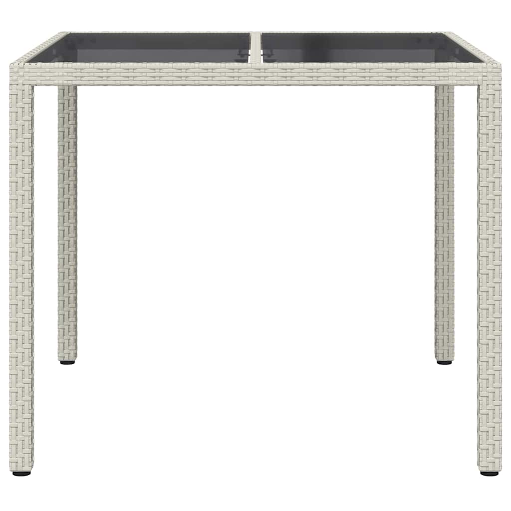 Gartentisch 150x90x75 cm Hartglas und Poly Rattan Grau