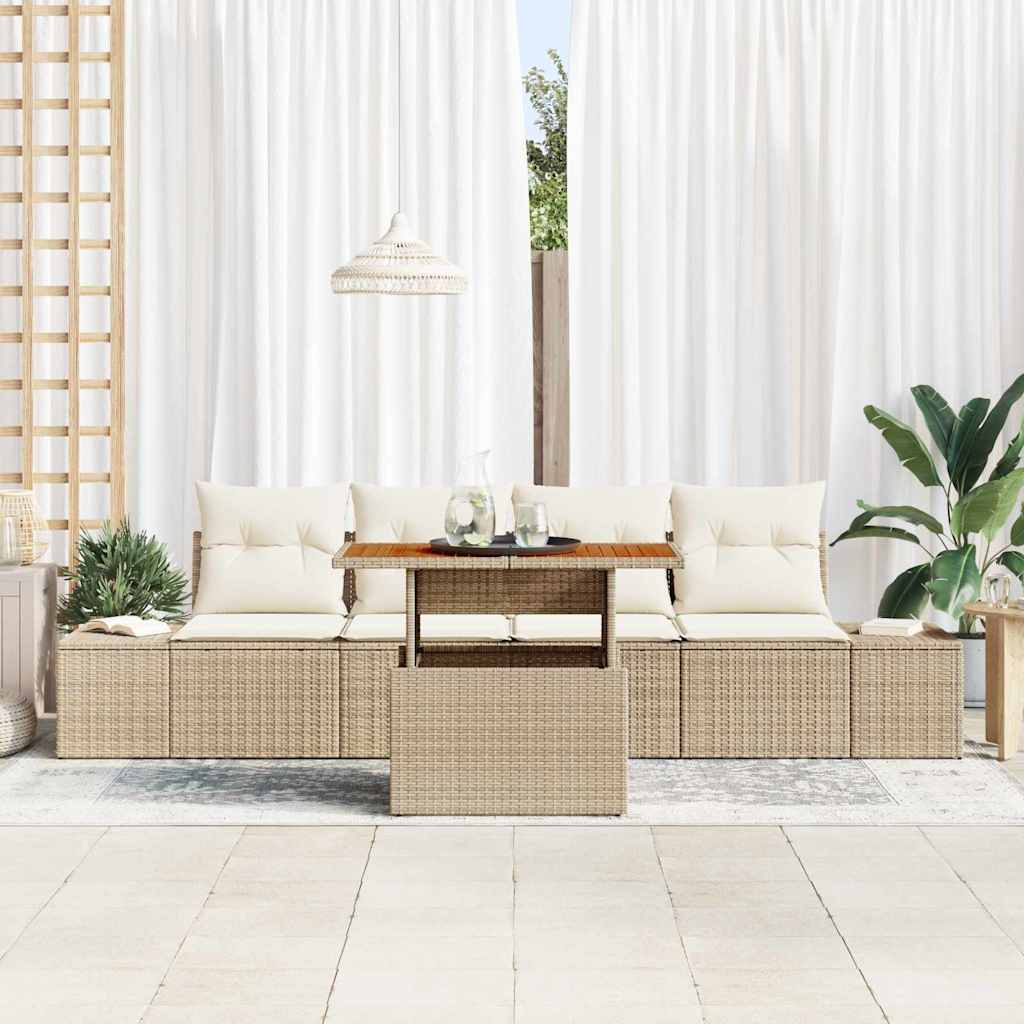Garten Essgruppe mit Kissen 5 pcs Schwarz und Creme