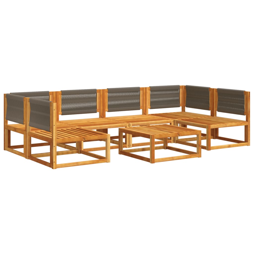 6-tlg. Gartensofa-Set mit Kissen Holz Akazie & Seil