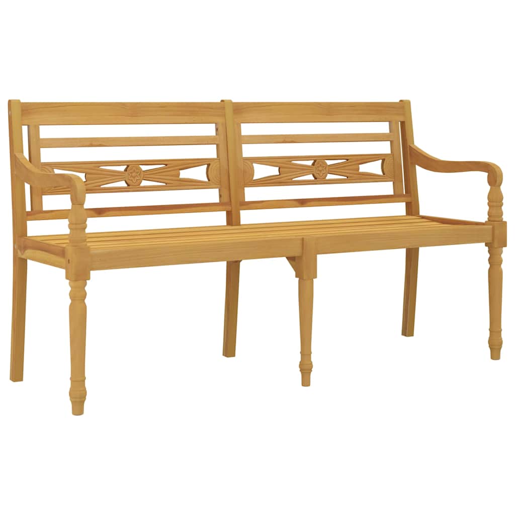 Batavia-Gartenbank mit Anthrazit Kissen 120 cm Teak Massivholz