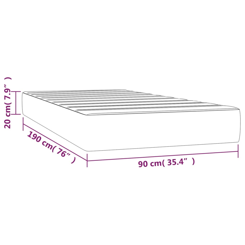 Taschenfederkernmatratze Mittel Schwarz 80x200x20 cm Kunstleder