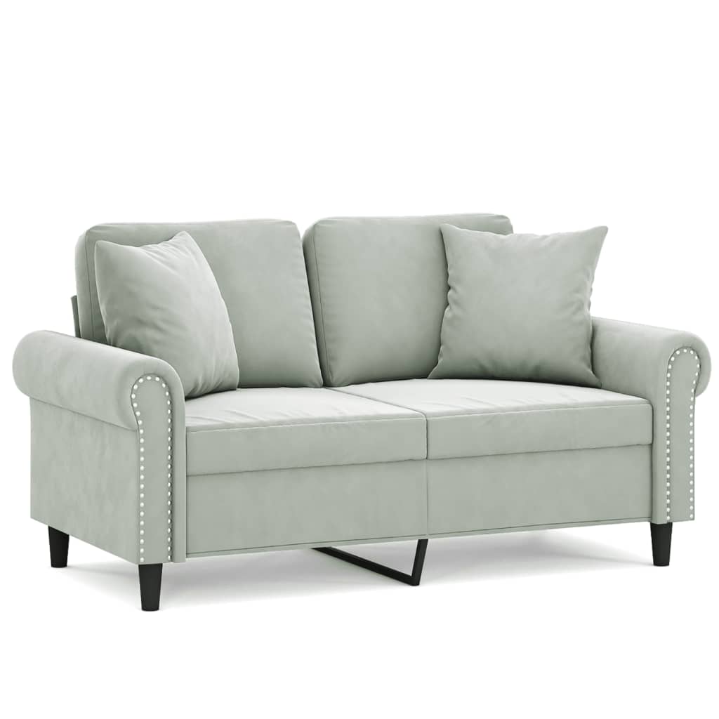 2-Sitzer-Sofa mit Zierkissen Dunkelgrün 120 cm Samt