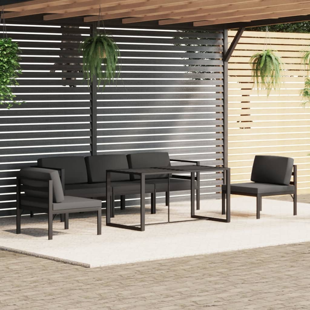 10-tlg. Garten-Lounge-Set mit Kissen Aluminium Anthrazit