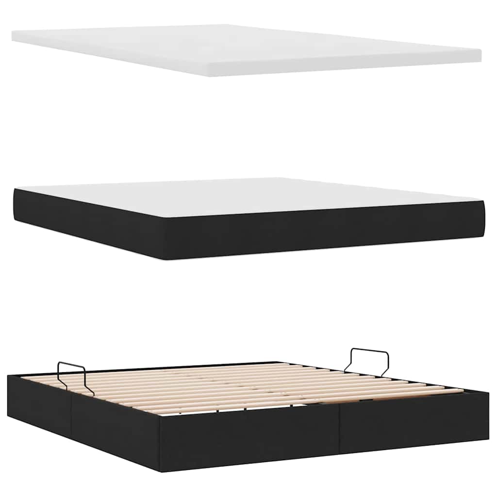 Aufbewahrungsbett mit Matratze Hellgrau 90 x 190 cm Polyester