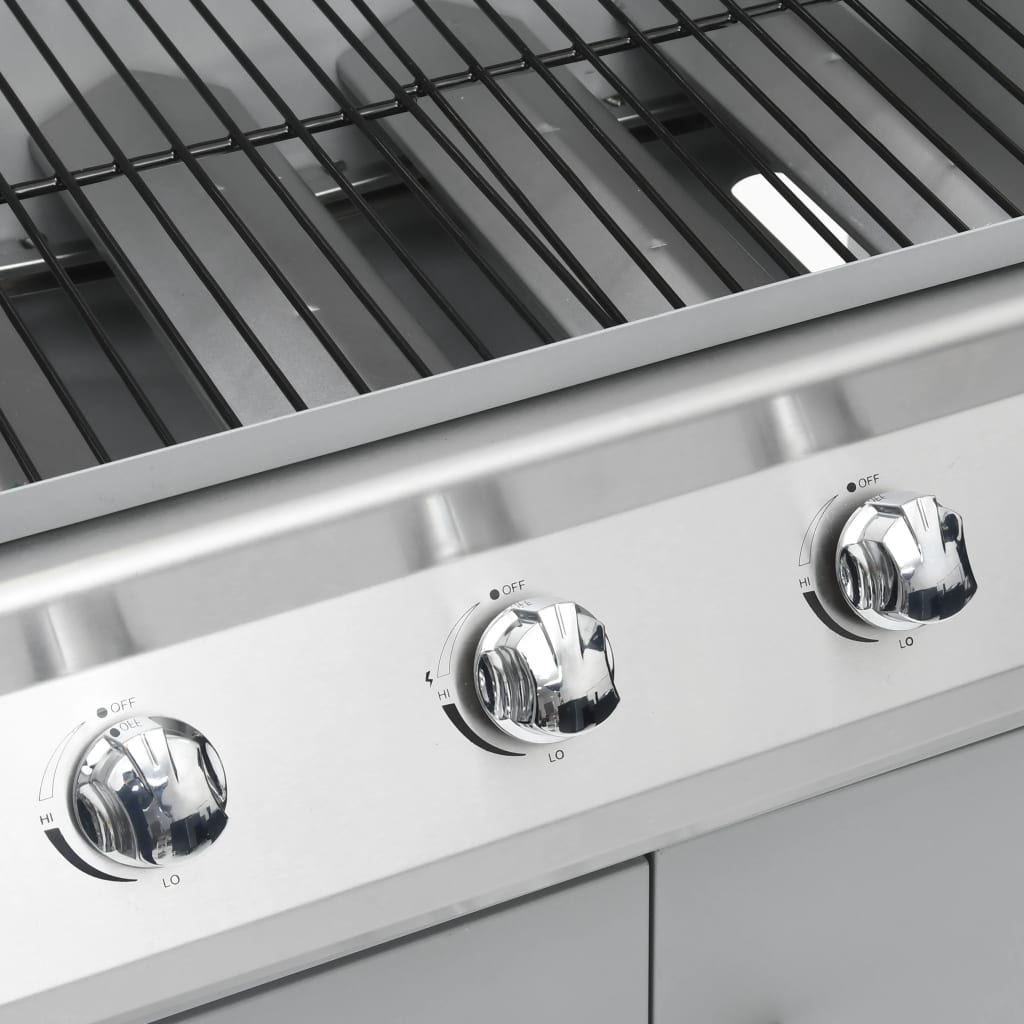 Gasgrill 4+1 Flammen Schwarz Stahl