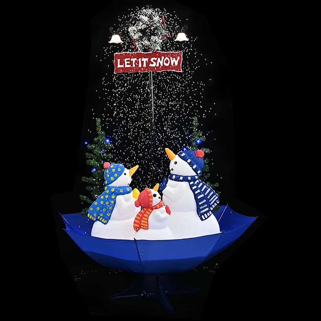 Weihnachtsbaum mit Schnee und Schirm-Fuß Blau 75 cm PVC