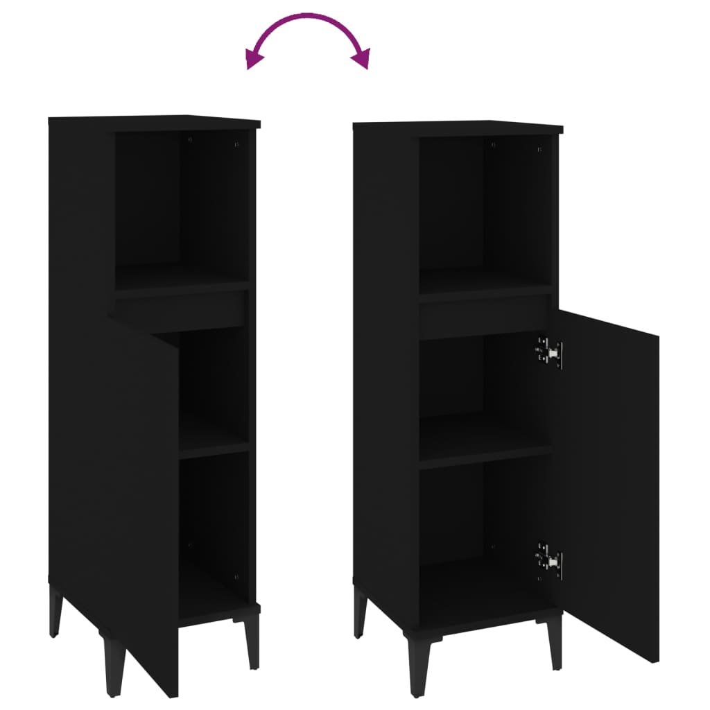 Badschrank Weiß 30x30x100 cm Holzwerkstoff