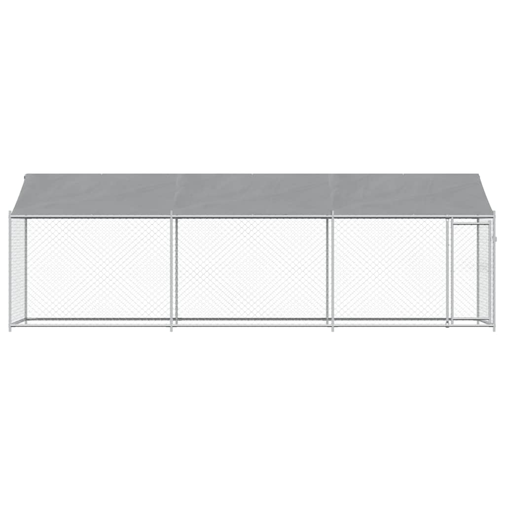 Hundezwinger mit Dach und Tür Grau 2x2x2 m Verzinkter Stahl