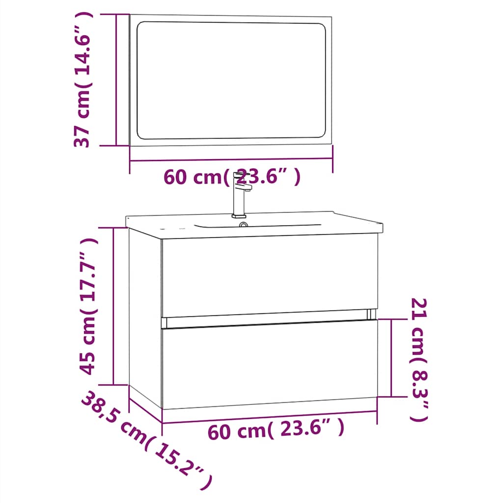 2-tlg. Badmöbel-Set Weiß Holzwerkstoff