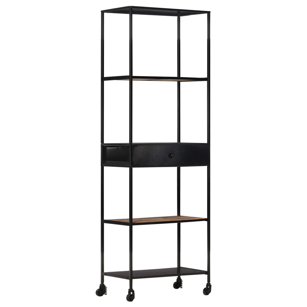 Bücherregal 80x35x180 cm Raues Mangoholz & Eisen