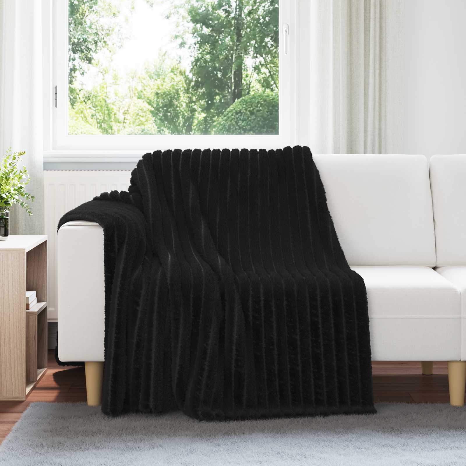 Überwurfdecke Beige 150 x 130 cm Fleece