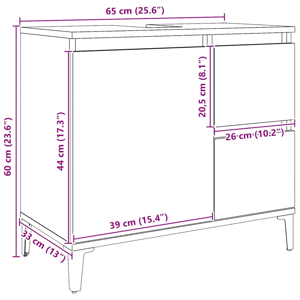 Badschrank Weiß 65x33x60 cm Holzwerkstoff