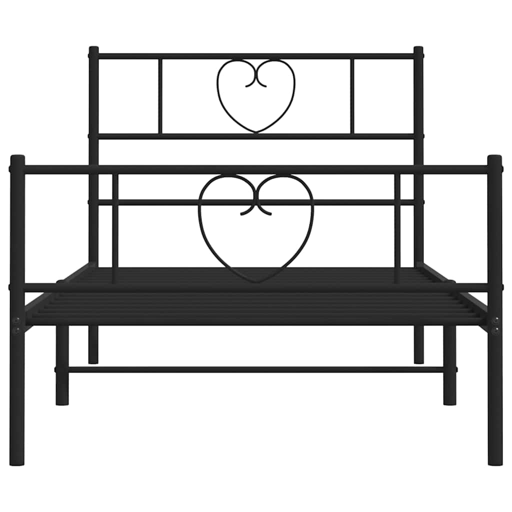 Bettgestell mit Kopfteil Metall Schwarz 100x190 cm