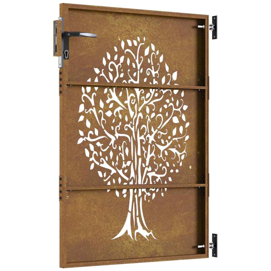 Gartentor 85x75 cm Cortenstahl Baum-Design