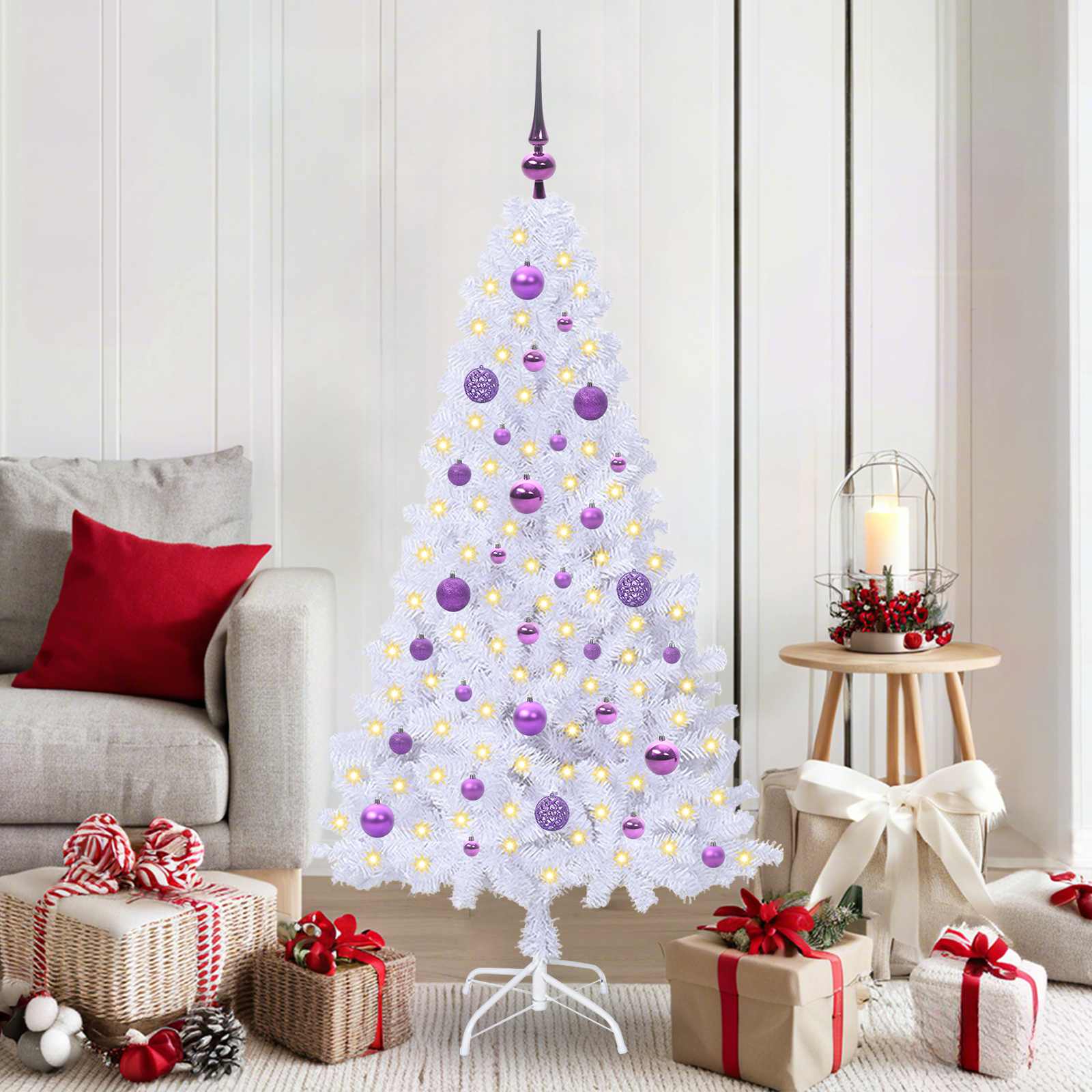 Künstlicher Weihnachtsbaum Weiß 120 cm PVC und Stahl