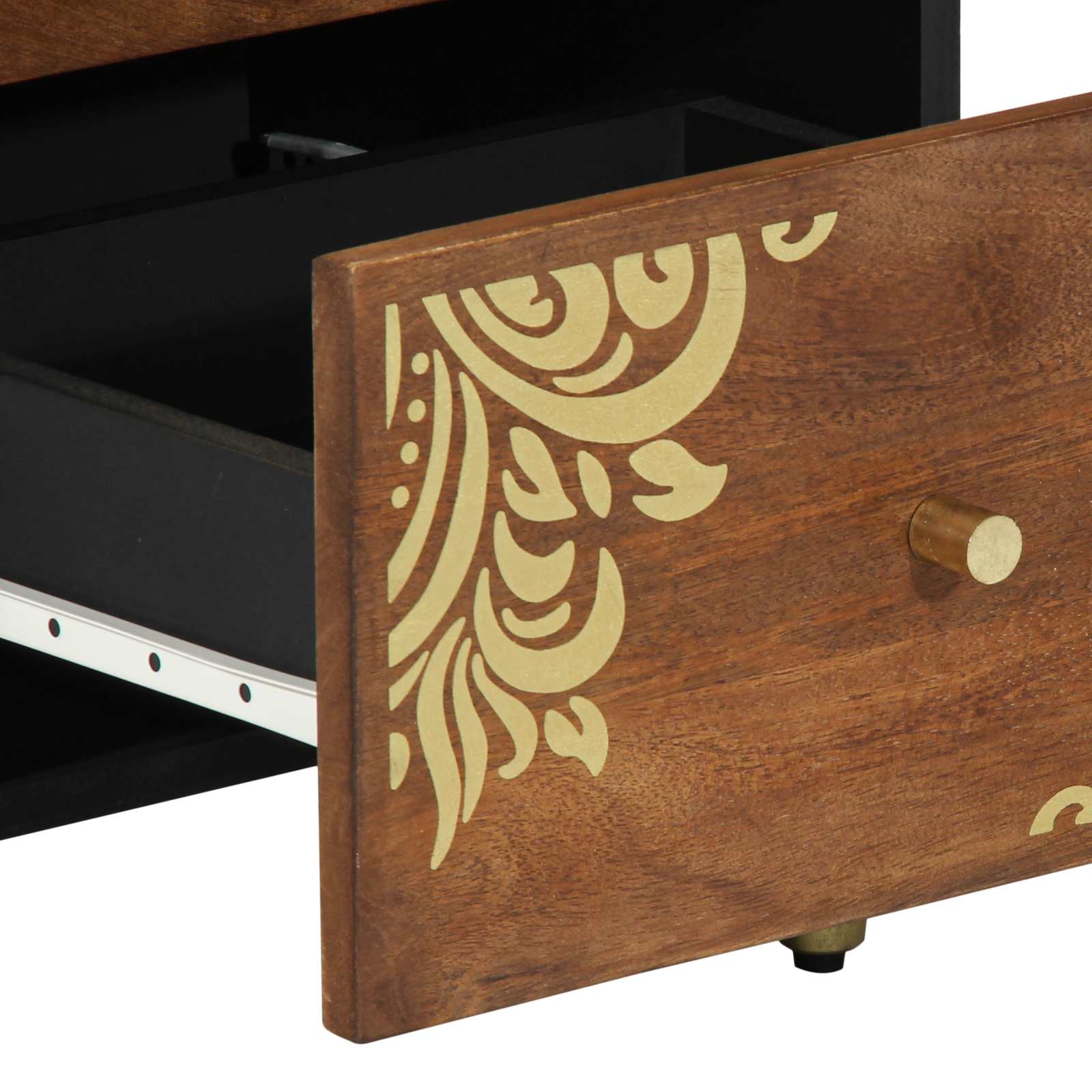 Sideboard Grau und Gold 40 x 33 x 75 cm Massivholz Mango