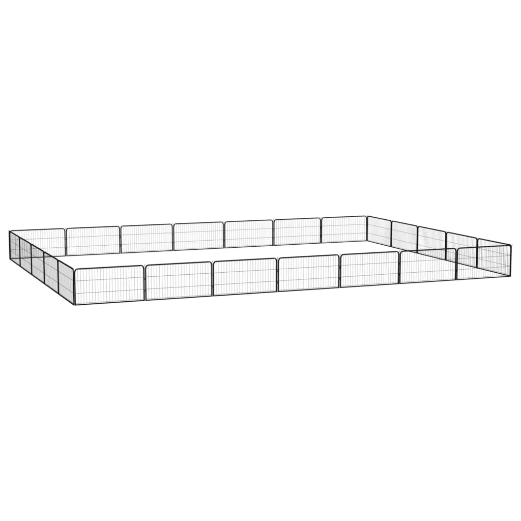 4-tlg. Hundelaufstall Schwarz 100x50cm Stahl Pulverbeschichtung