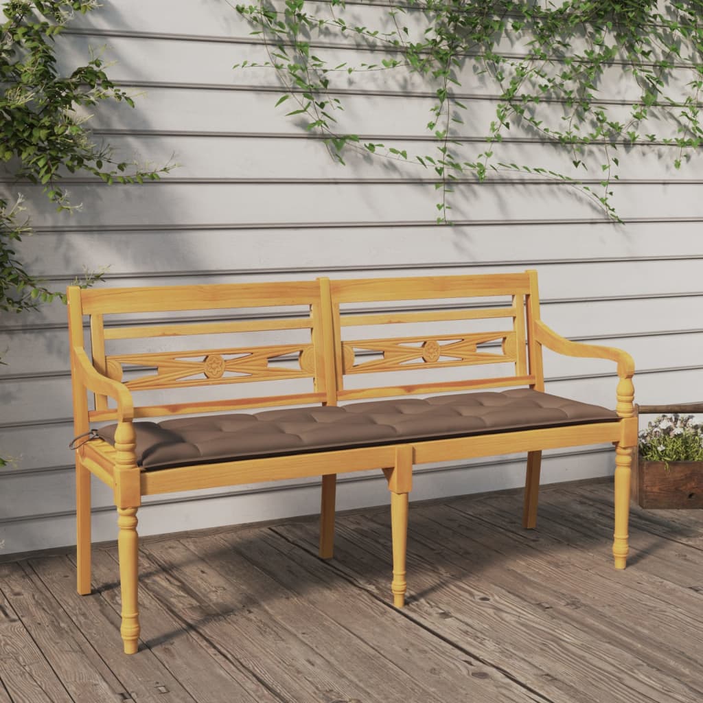 Batavia-Bank mit Anthrazit Kissen 150 cm Massivholz Teak