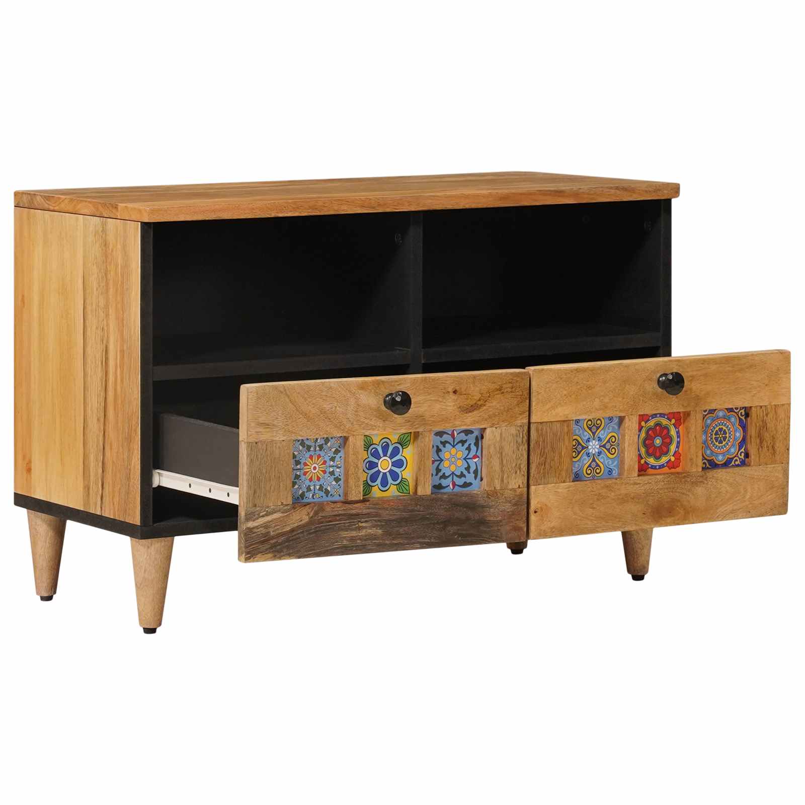 TV-Schränk mit Regal Walnuss 70 x 33 x 46 cm Massivholz Mango