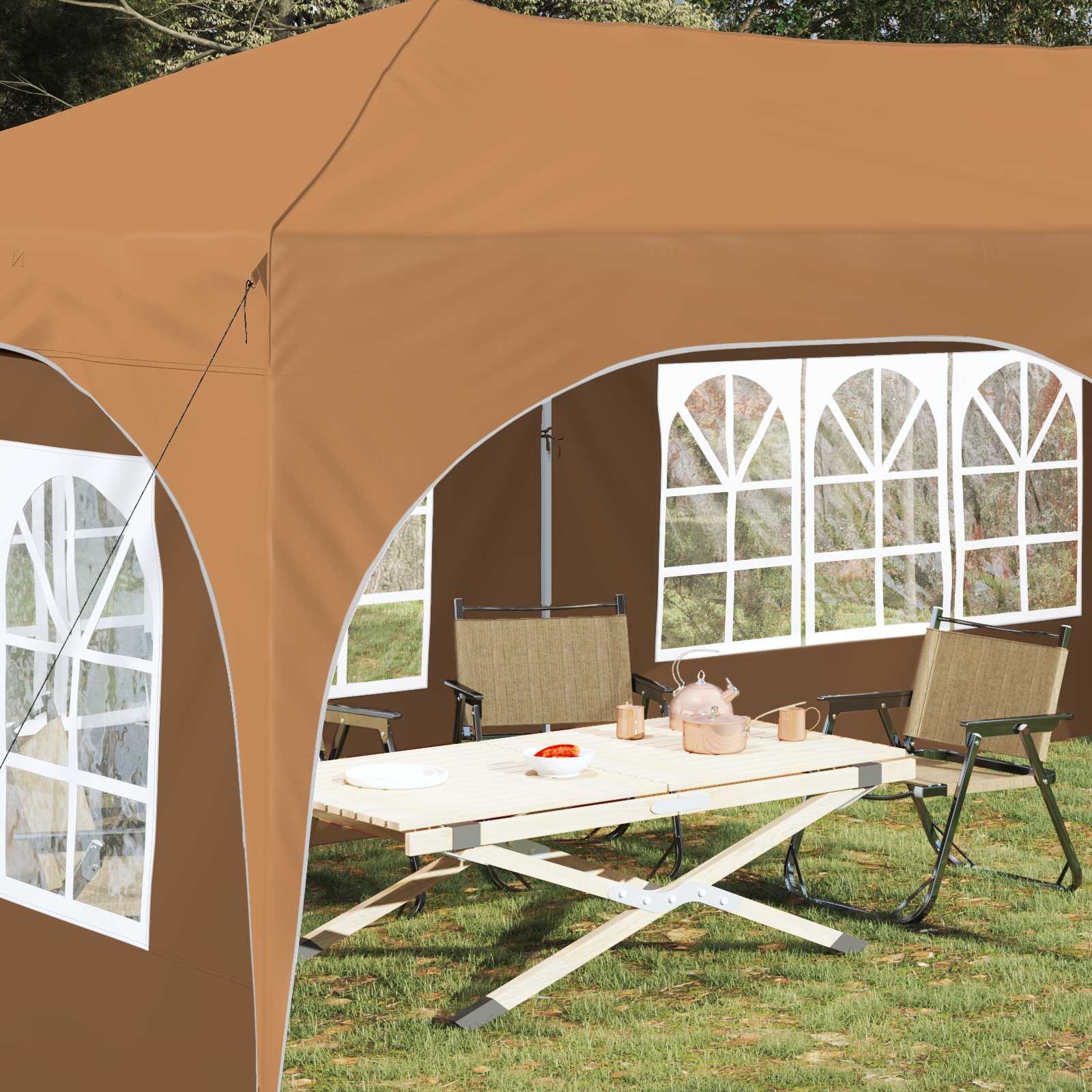 Pop-up Partyzelt 575 x 288 x 245 cm Creme Oxford-Stoff