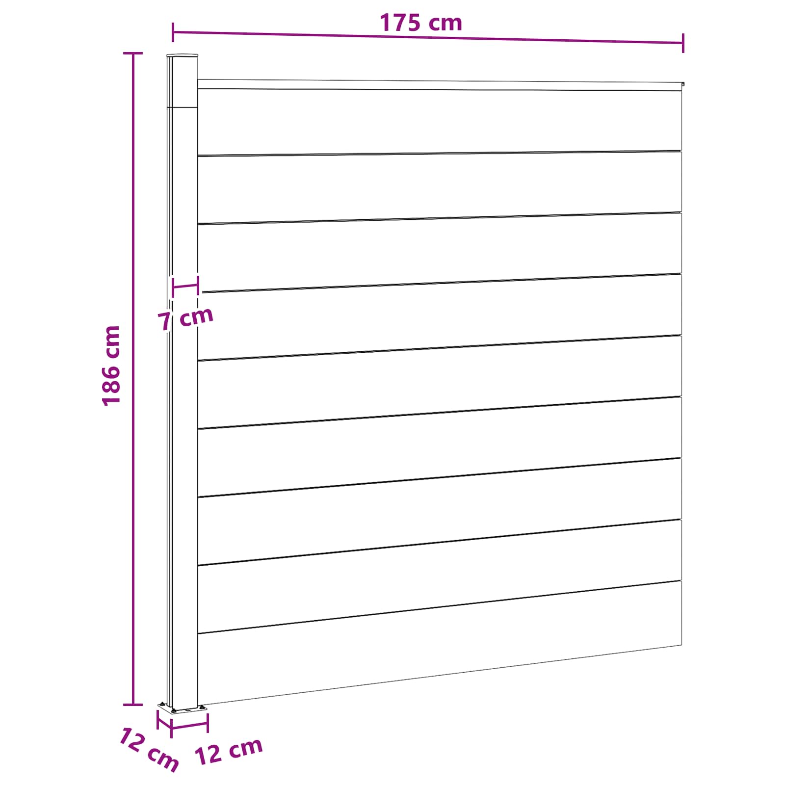 Zaunelement WPC 180x186 cm Schwarz