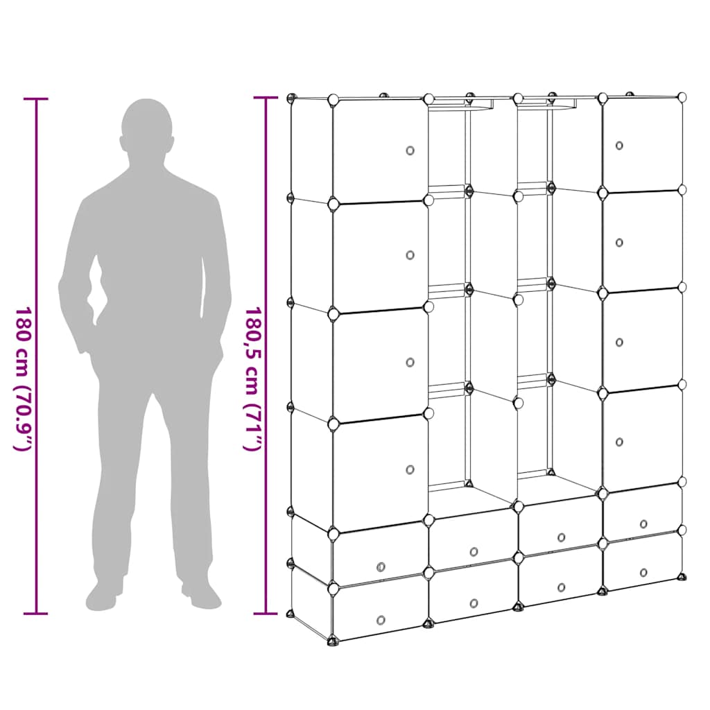 Modularer Schrank mit 9 Fächern 109x36,5x143cm Schwarz und Weiß