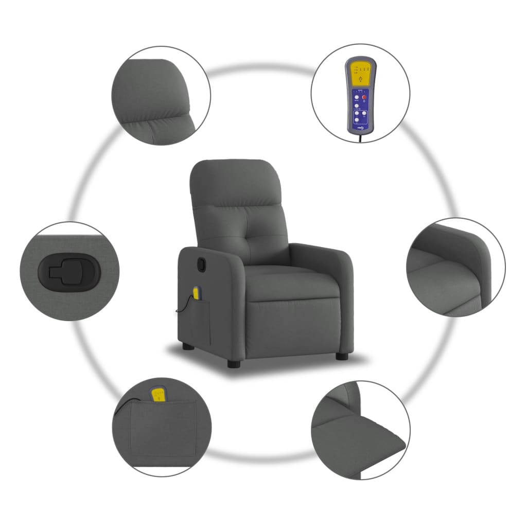 Massage-Relaxsessel, hellgrauer Stoff