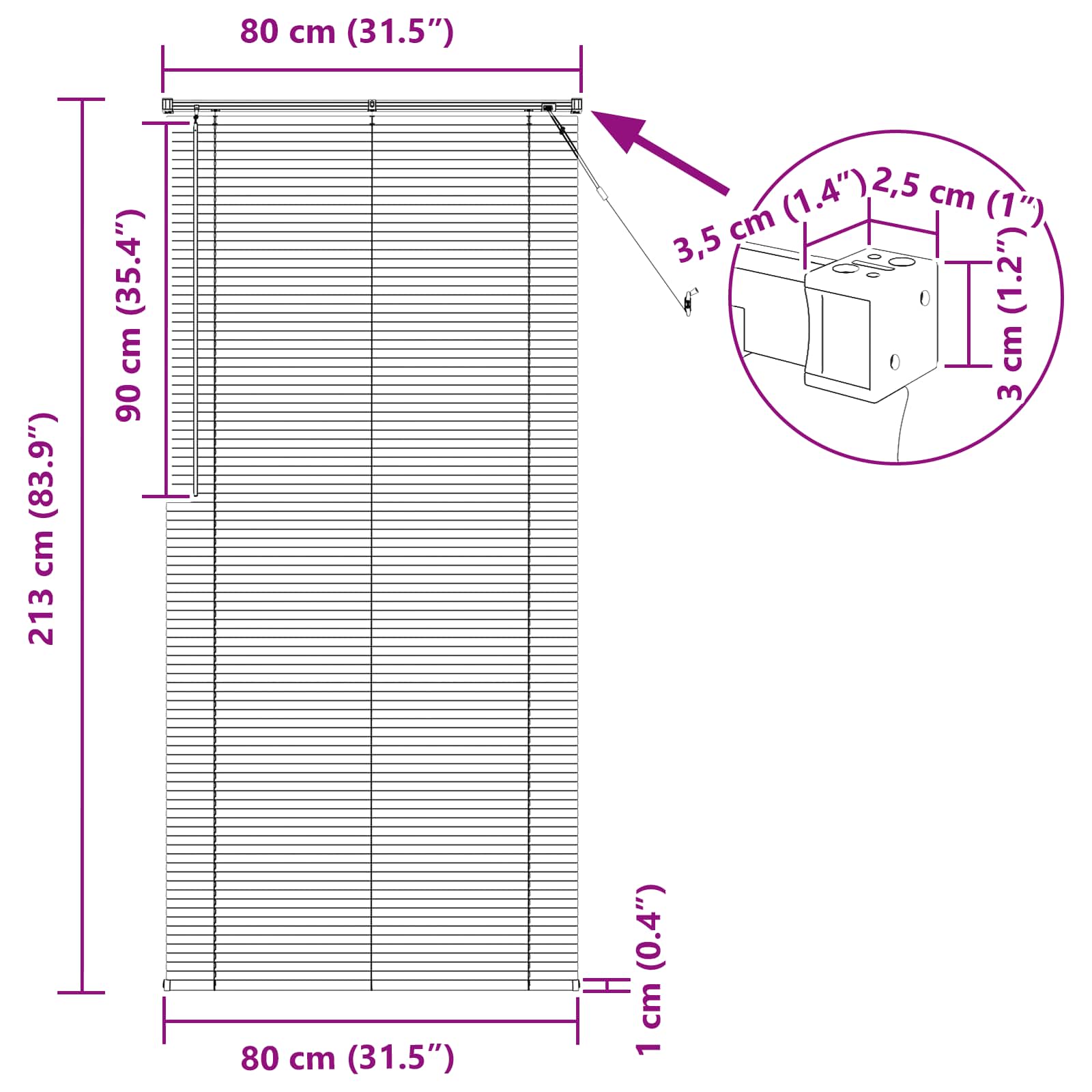 Jalousie Silber Grau 150 x 40 cm 25 mm PVC