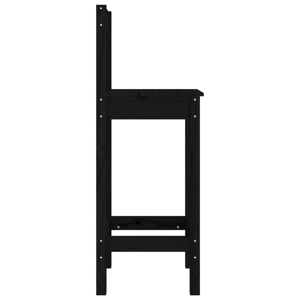 Barstühle 2 Stk. Schwarz 40x40x78 cm Massivholz Kiefer