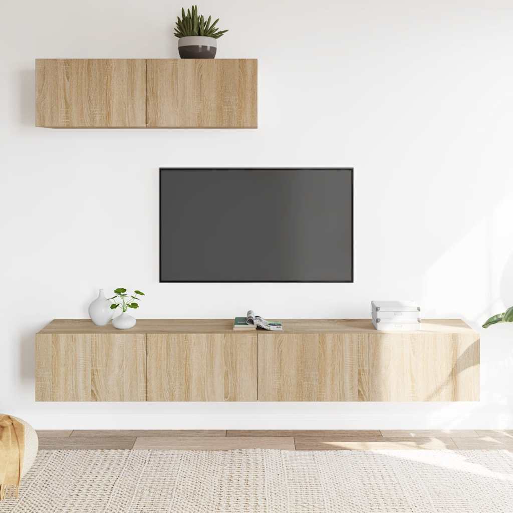 3-tlg. TV-Schrank-Set Weiß Holzwerkstoff