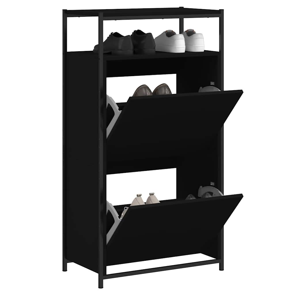 Schuhschrank mit 4 Klappen Sonoma-Eiche 100x34x112 cm