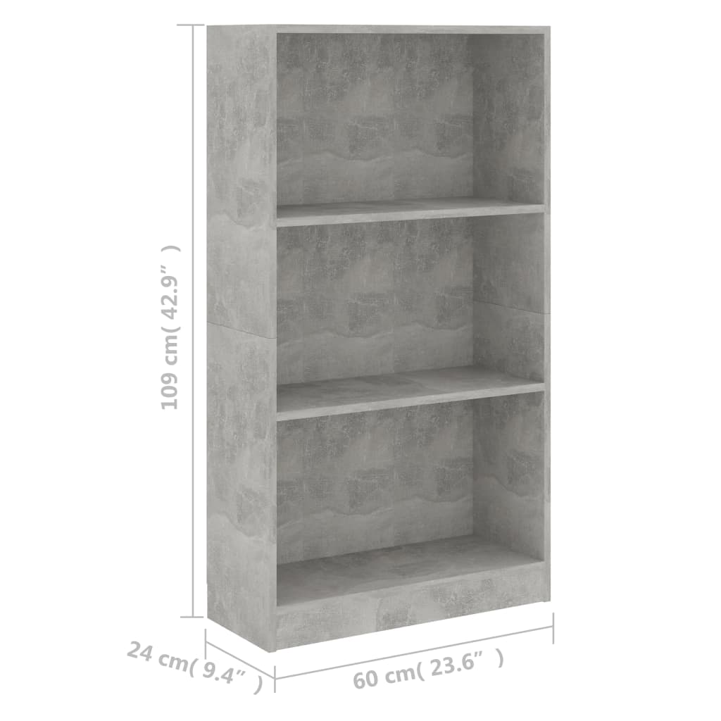 Bücherregal 3 Fächer Weiß 40x24x109 cm Holzwerkstoff
