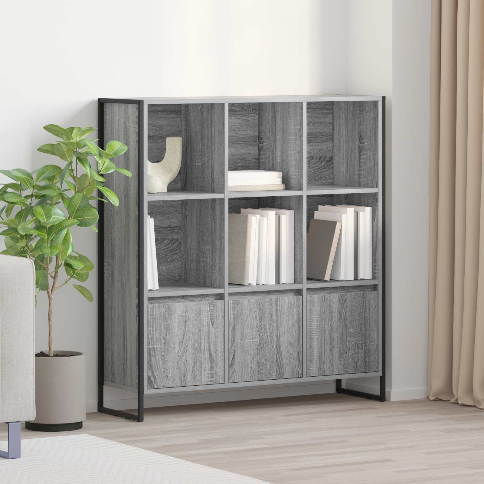 Bücherregal 2 pcs Schwarz Eichen-Optik 99,5 x 30 x 108 cm